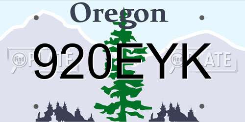 920EYK Oregon License Plate