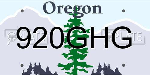 920GHG Oregon License Plate