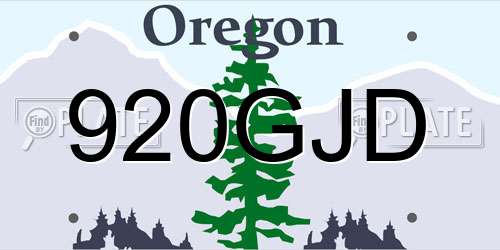 920GJD Oregon License Plate