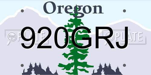 920GRJ Oregon License Plate