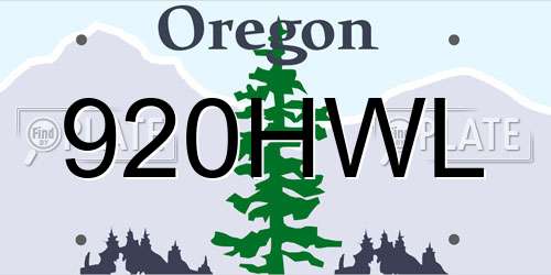 920HWL Oregon License Plate