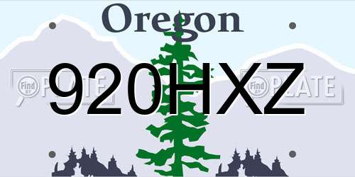 920HXZ Oregon License Plate