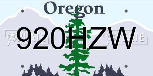 920HZW Oregon License Plate
