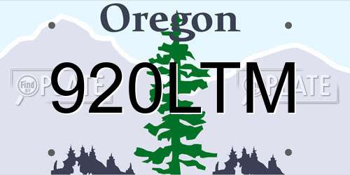 920LTM Oregon License Plate