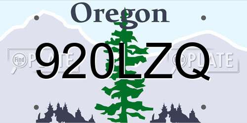 920LZQ Oregon License Plate