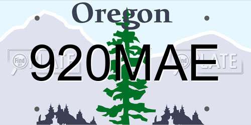920MAE Oregon License Plate