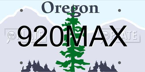 920MAX Oregon License Plate