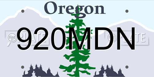 920MDN Oregon License Plate