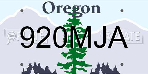 920MJA Oregon License Plate