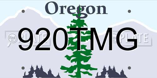 920TMG Oregon License Plate