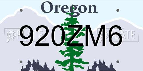 920ZM6 Oregon License Plate