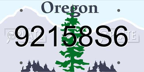 92158S6 Oregon License Plate