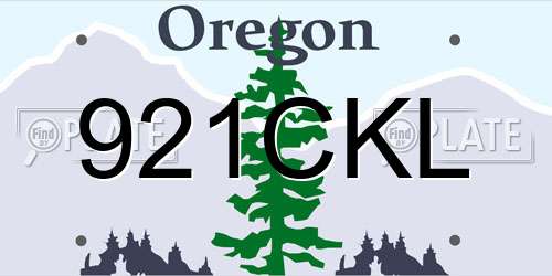 921CKL Oregon License Plate