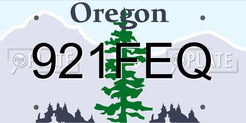 921FEQ Oregon License Plate