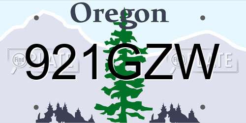 921GZW Oregon License Plate