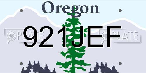 921JEF Oregon License Plate