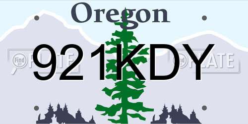 921KDY Oregon License Plate