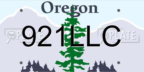 921LLC Oregon License Plate