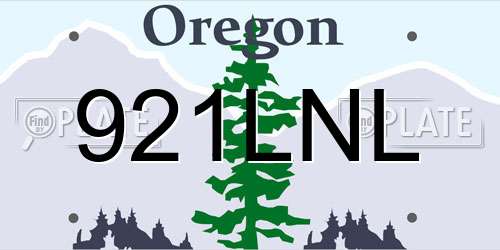921LNL Oregon License Plate