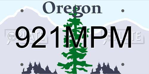 921MPM Oregon License Plate