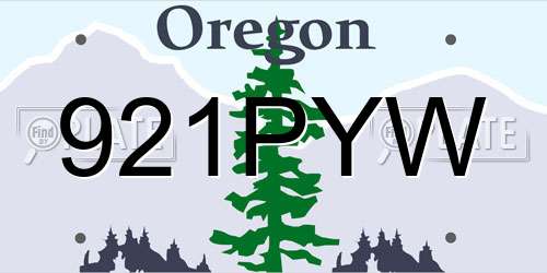 921PYW Oregon License Plate