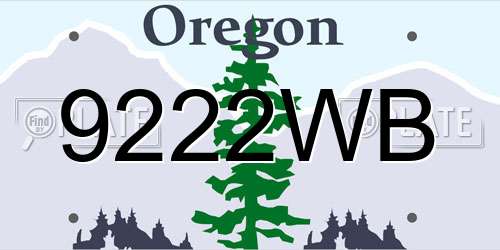 9222WB Oregon License Plate