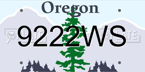 9222WS Oregon License Plate