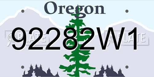 92282W1 Oregon License Plate