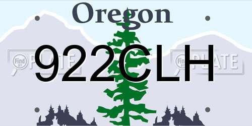 922CLH Oregon License Plate