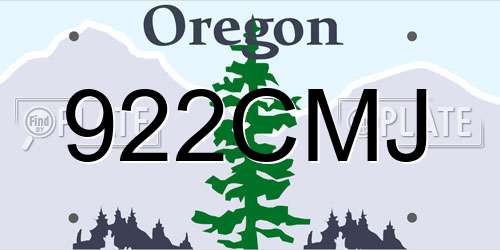 922CMJ Oregon License Plate