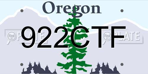 922CTF Oregon License Plate