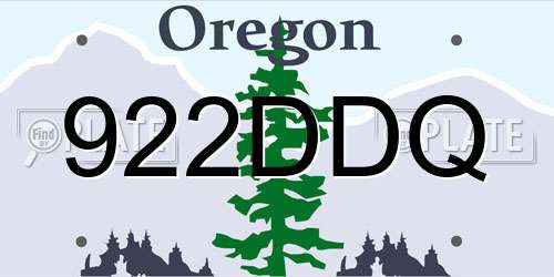 922DDQ Oregon License Plate