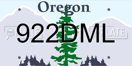 922DML Oregon License Plate