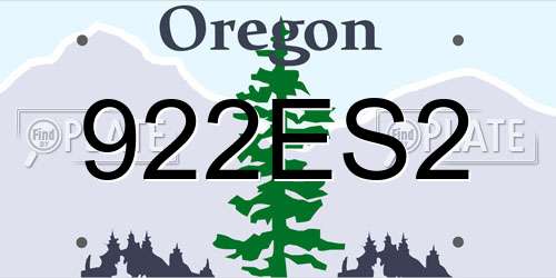 922ES2 Oregon License Plate