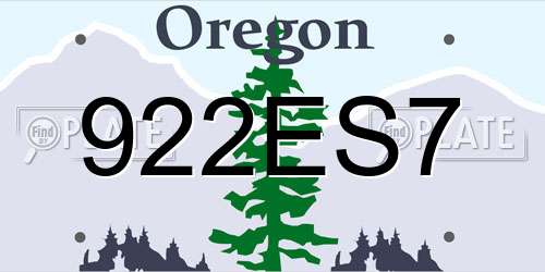 922ES7 Oregon License Plate