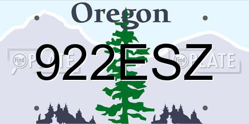 922ESZ Oregon License Plate