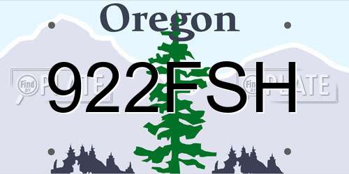922FSH Oregon License Plate