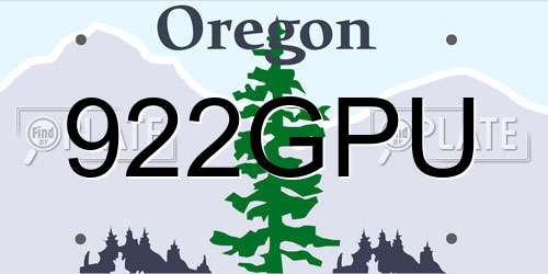 922GPU Oregon License Plate