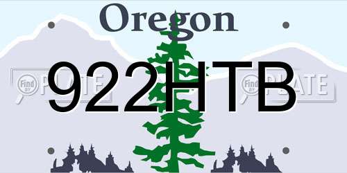 922HTB Oregon License Plate