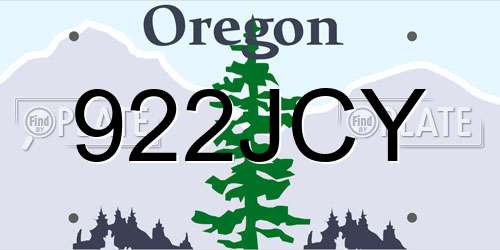 922JCY Oregon License Plate
