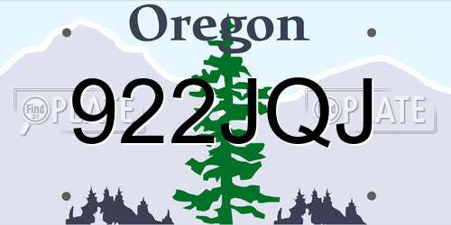 922JQJ Oregon License Plate