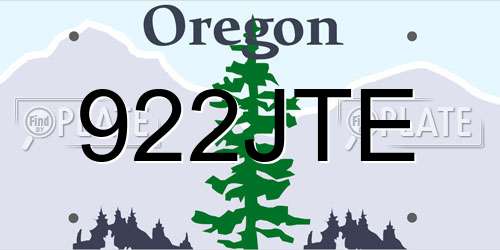 922JTE Oregon License Plate