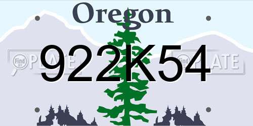 922K54 Oregon License Plate