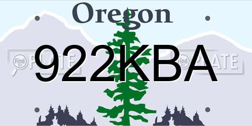 922KBA Oregon License Plate