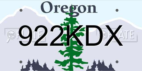 922KDX Oregon License Plate