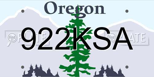 922KSA Oregon License Plate