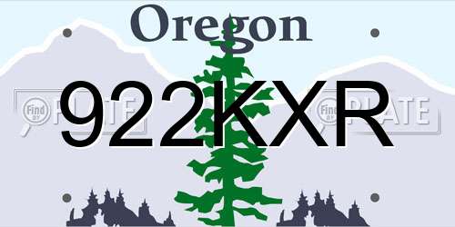 922KXR Oregon License Plate