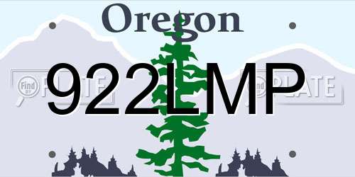 922LMP Oregon License Plate