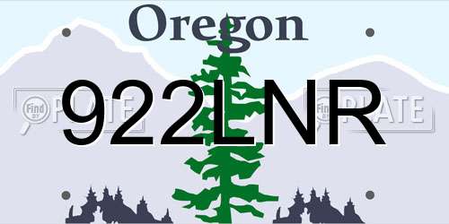 922LNR Oregon License Plate