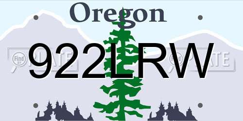 922LRW Oregon License Plate